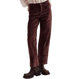 Free People Risk Taker High Rise Straight Leg Corduroy Pants - Brown